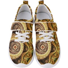 Fractal Floral Ornament Wave Vintage Retro Men s Velcro Strap Shoes