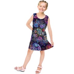 Floral Fractal 3d Art Pattern Kids  Tunic Dress