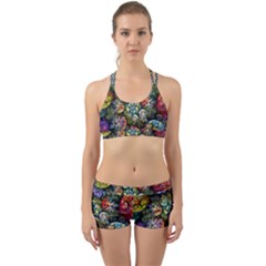 Floral Fractal 3d Art Pattern Back Web Gym Set