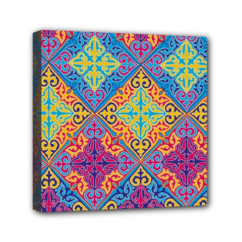 Colorful Flora Flora Kazakh Pattern Mini Canvas 6  X 6  (stretched)