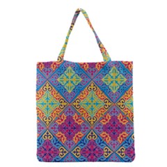 Colorful Flora Flora Kazakh Pattern Grocery Tote Bag