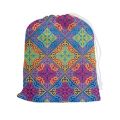 Colorful Flora Flora Kazakh Pattern Drawstring Pouch (2xl)