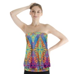 Colorful Flora Flora Kazakh Pattern Strapless Top