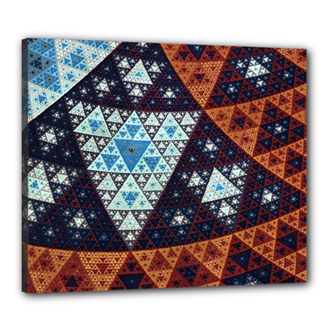 Fractal Triangle Geometric Abstract Pattern Canvas 24  X 20  (stretched)