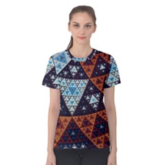 Fractal Triangle Geometric Abstract Pattern Women s Cotton T-shirt