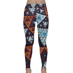 Fractal Triangle Geometric Abstract Pattern Classic Yoga Leggings by Cemarart