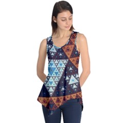 Fractal Triangle Geometric Abstract Pattern Sleeveless Tunic