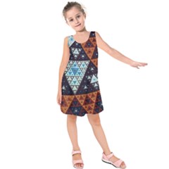 Fractal Triangle Geometric Abstract Pattern Kids  Sleeveless Dress