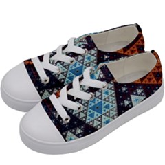 Fractal Triangle Geometric Abstract Pattern Kids  Low Top Canvas Sneakers