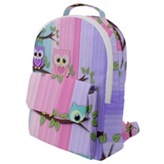 Owls Family Stripe Tree Flap Pocket Backpack (small) by Bedest