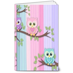 Owls Family Stripe Tree 8  X 10  Softcover Notebook by Bedest