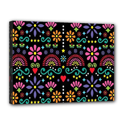 Mexican Folk Art Seamless Pattern Canvas 16  X 12  (stretched)