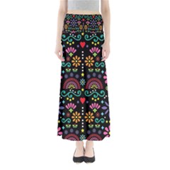 Mexican Folk Art Seamless Pattern Full Length Maxi Skirt by Bedest