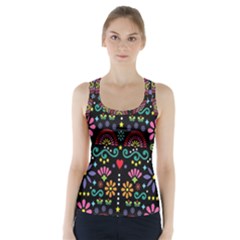 Mexican Folk Art Seamless Pattern Racer Back Sports Top