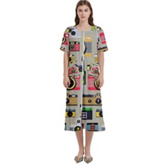 Retro Camera Pattern Graph Women s Cotton Short Sleeve Nightgown by Bedest