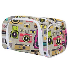 Retro Camera Pattern Graph Toiletries Pouch by Bedest