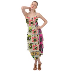 Retro Camera Pattern Graph Layered Bottom Dress