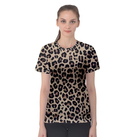 Leopard Animal Skin Patern Women s Sport Mesh T-shirt by Bedest