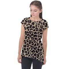 Leopard Animal Skin Patern Cap Sleeve High Low Top