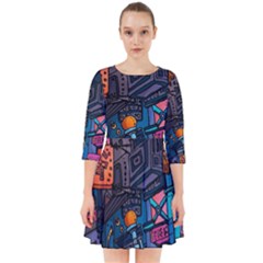 Wallet City Art Graffiti Smock Dress by Bedest