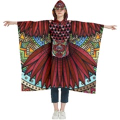 Colorful Owl Art Red Owl Women s Hooded Rain Ponchos by Bedest