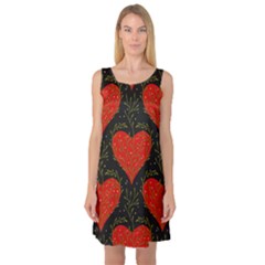 Love Hearts Pattern Style Sleeveless Satin Nightdress