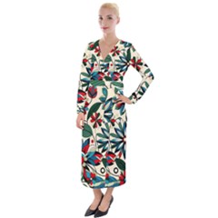 Flora Pattern Flower Velvet Maxi Wrap Dress by Grandong