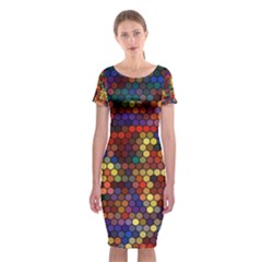 Hexagon Honeycomb Pattern Classic Short Sleeve Midi Dress by Grandong