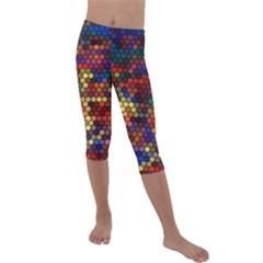 Hexagon Honeycomb Pattern Kids  Lightweight Velour Capri Leggings  by Grandong