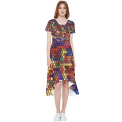 Hexagon Honeycomb Pattern High Low Boho Dress by Grandong