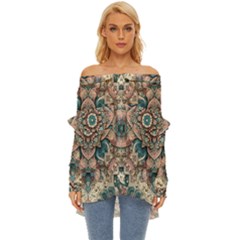 Floral Flora Flower Flowers Nature Pattern Off Shoulder Chiffon Pocket Shirt