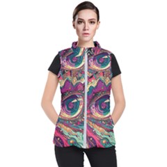 Human Eye Pattern Women s Puffer Vest