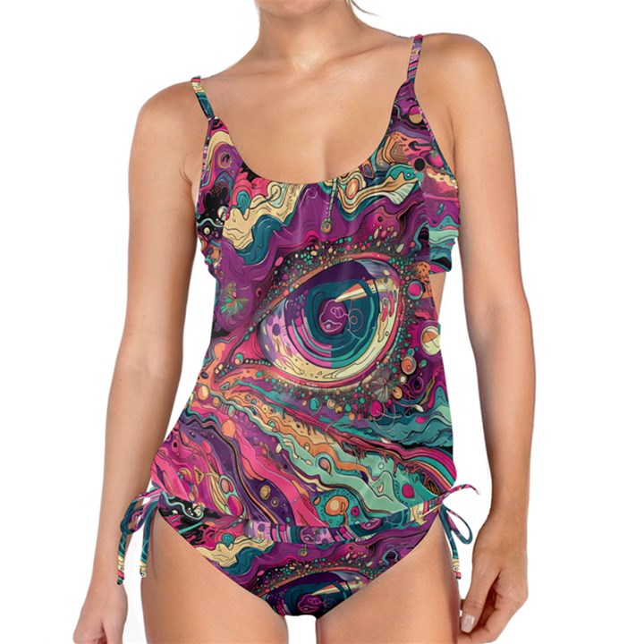 Human Eye Pattern Tankini Set