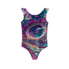 Human Eye Pattern Kids  Frill Swimsuit