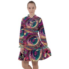 Human Eye Pattern All Frills Chiffon Dress