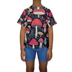 Mushrooms Psychedelic Kids  Short Sleeve Swimwear