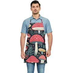 Mushrooms Psychedelic Kitchen Apron by Grandong