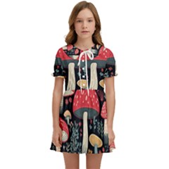 Mushrooms Psychedelic Kids  Sweet Collar Dress by Grandong