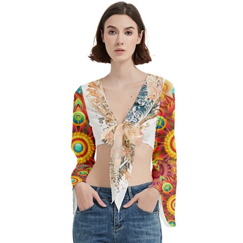 Mandalas-1084082 Ai-generated-7899053 Trumpet Sleeve Cropped Top by lipli