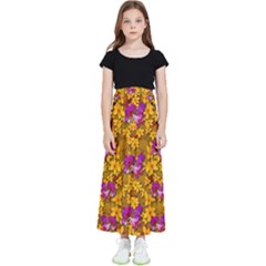 Blooming Flowers Of Orchid Paradise Kids  Flared Maxi Skirt