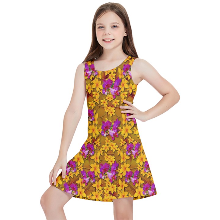 Blooming Flowers Of Orchid Paradise Kids  Lightweight Sleeveless Dress