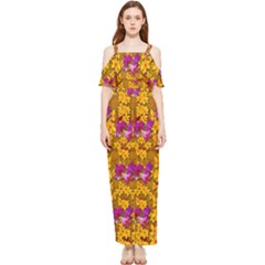 Blooming Flowers Of Orchid Paradise Draped Sleeveless Chiffon Jumpsuit