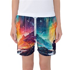 Starry Night Wanderlust: A Whimsical Adventure Women s Basketball Shorts