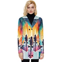 Starry Night Wanderlust: A Whimsical Adventure Button Up Hooded Coat 