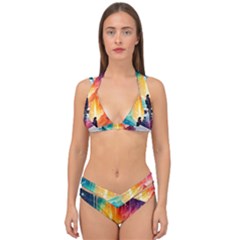 Starry Night Wanderlust: A Whimsical Adventure Double Strap Halter Bikini Set by stine1