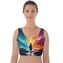 Starry Night Wanderlust: A Whimsical Adventure Velvet Crop Top by stine1