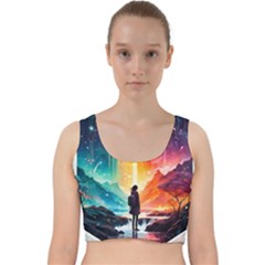 Starry Night Wanderlust: A Whimsical Adventure Velvet Racer Back Crop Top by stine1