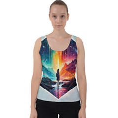 Starry Night Wanderlust: A Whimsical Adventure Velvet Tank Top by stine1