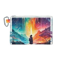 Starry Night Wanderlust: A Whimsical Adventure Canvas Cosmetic Bag (medium)