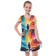 Starry Night Wanderlust: A Whimsical Adventure Kids  Cross Web Dress by stine1